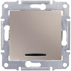 SDN1400168 Выключатель 1-клавишный , с подсветкой, скрытый монтаж, титан Schneider Electric Sedna