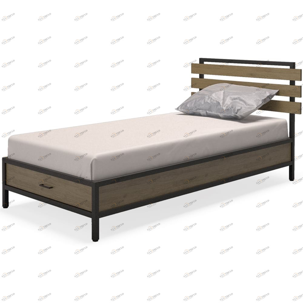 Кованая кровать односпальная 90х200 темно-коричневая Neo Loft MILLWOOD TWINKLE 134477 Бежевый 