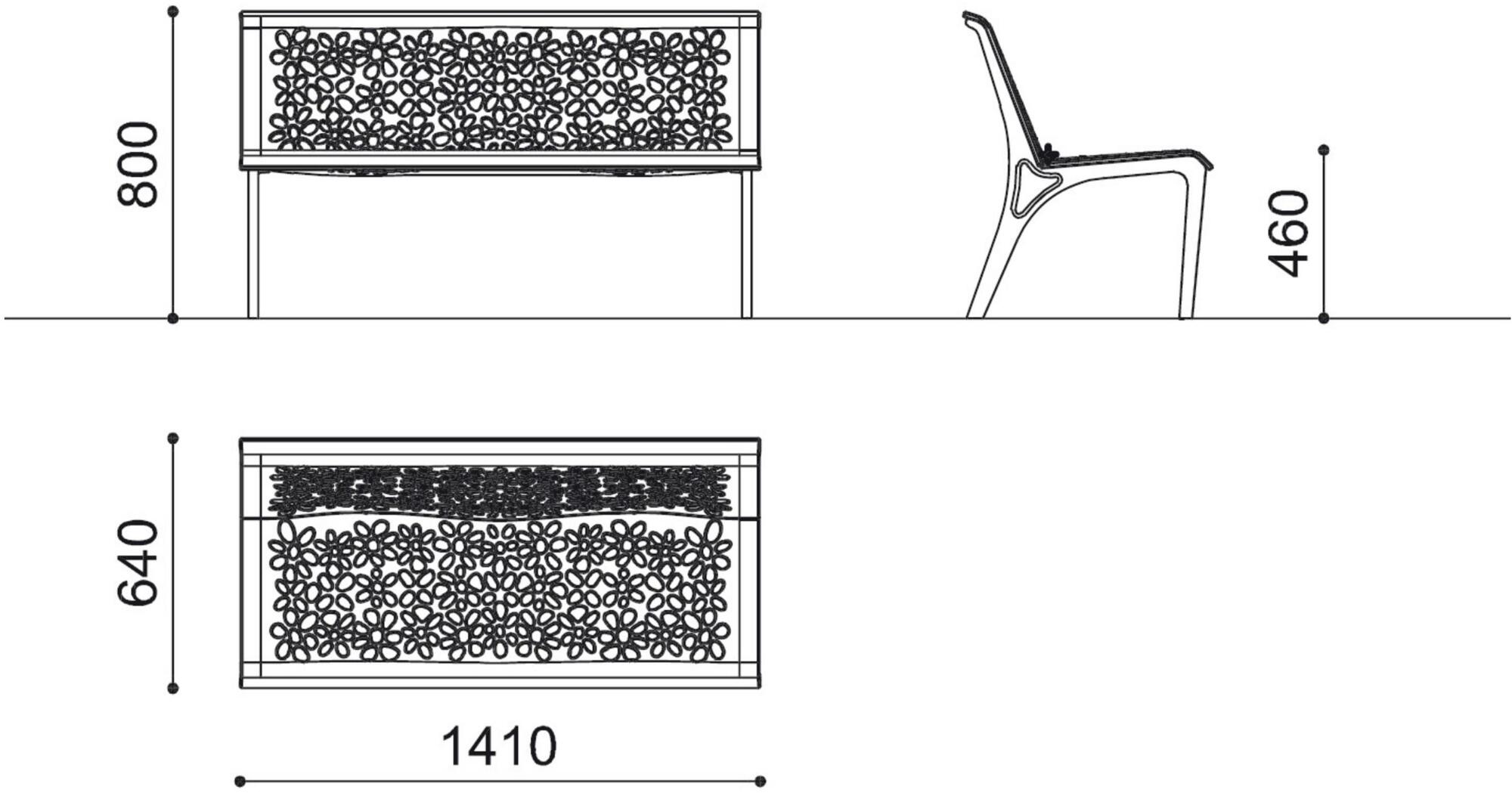 City Design Алюминиевая скамейка с порошковым покрытием со спинкой Monet Monet d - Вид №3