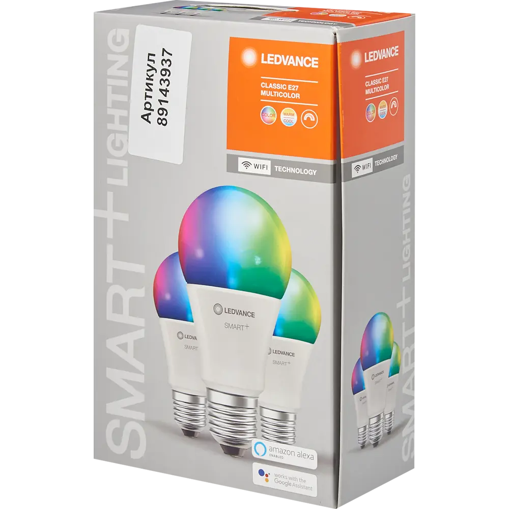 Набор умных ламп светодиодных Wi-Fi Osram Smart Plus E27 220-240 В 9.5 Вт груша матовая 1055 лм изменение цвета RGB 3 шт LEDVANCE STLM-2161303 - Вид №7