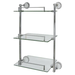 Полка для ванной Brissen Aster трёхъярусная прямая цвет хром белый