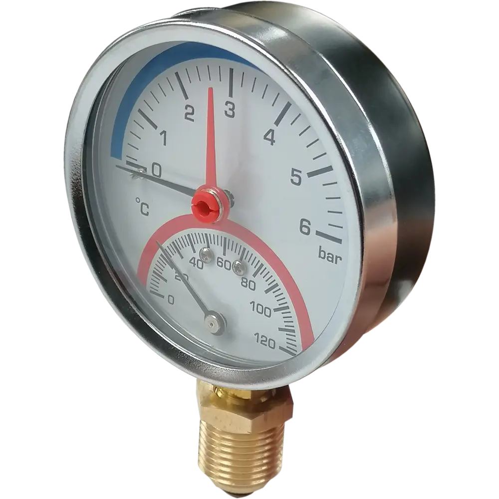 Термоманометр вертикальный, 1/2", 120 град, 6 бар Santreyd STLM-2110577 - Вид №1