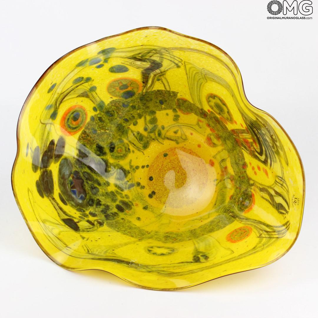 2171 ORIGINALMURANOGLASS Декоративная чаша Канарейка - муранское стекло 30 см  - Вид №1