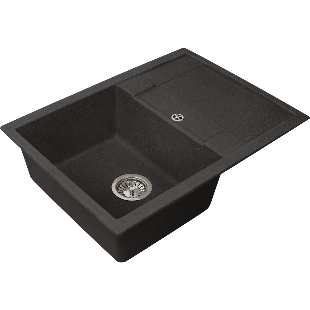 Мойка GRANSTONES 67.5х49.5 см глубина 18 см, мрамор, цвет чёрный Santreyd STLM-2108470