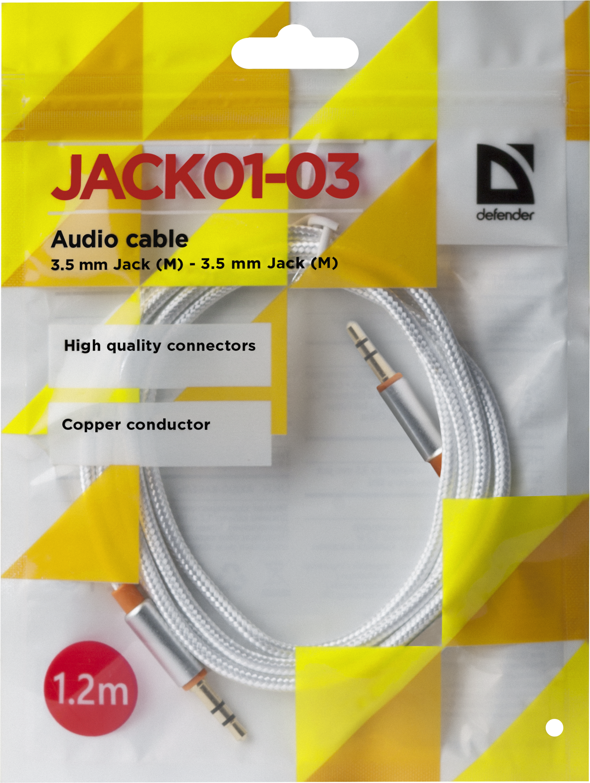 87513 аудио-кабель jack01-03 белый jack m- jack m, 1,2м Defender Santreyd  - Вид №2