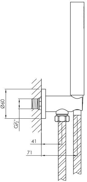 JEE-O Настенная лейка душа из нержавеющей стали с опорой Slimline 800-6910/3/4 - Вид №3