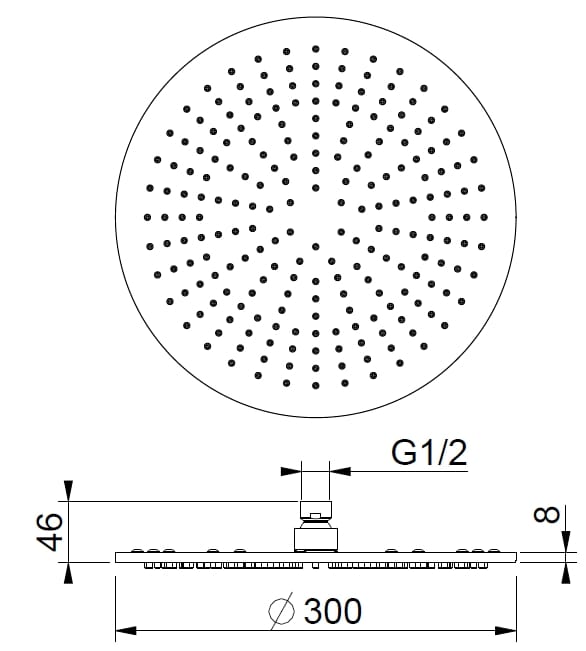 Круглая потолочная душевая головка из нержавеющей стали с кронштейном BEAMTECH BRISTOL BRIT300 ARCH-00059293 - Вид №2
