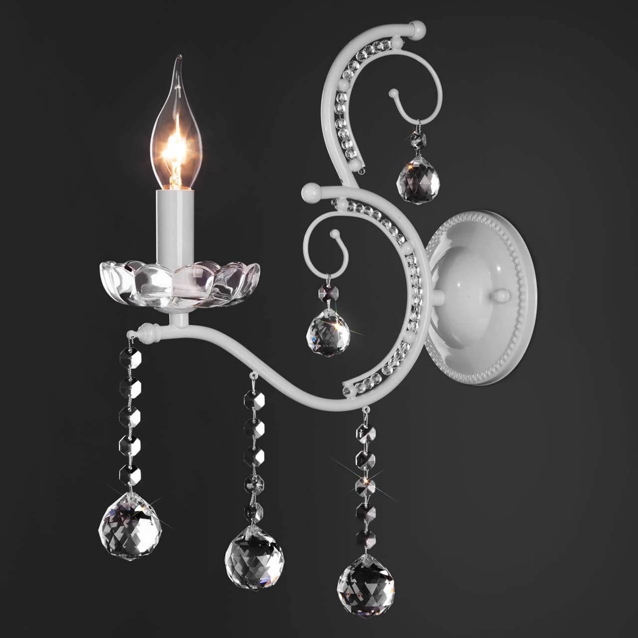 Бра хрустальное белое Brezza 10107/1 глянцевый EUROSVET СВЕЧА 00-3930466 Белый;прозрачный  - Вид №3