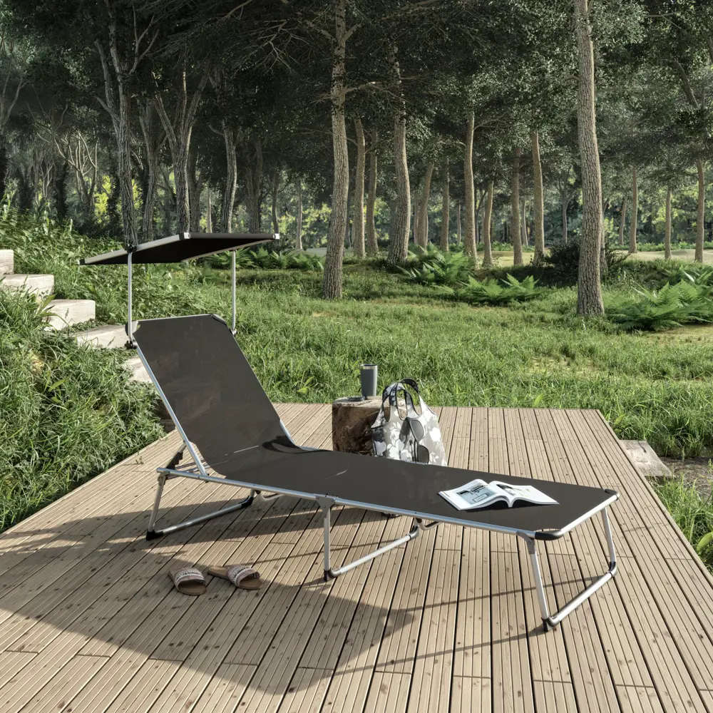 Шезлонг складной Azur 188x61x30 см алюминий/текстилен цвет серый Santreyd STLM-2042039 - Вид №13