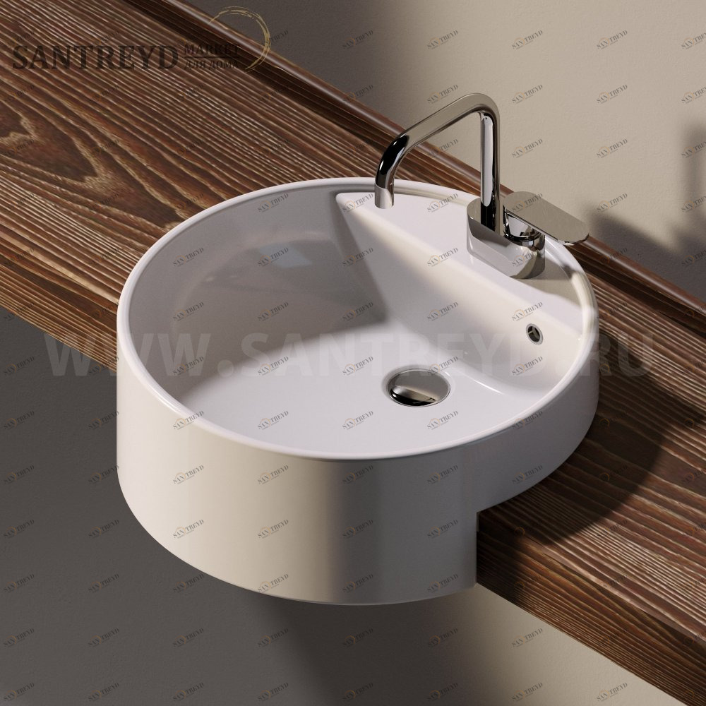 5054.9016 Полувстраиваемая раковина консольная 50 см белая Flaminia Twin Ceramica Flaminia 50549016