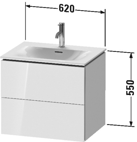 LC630501818 L-Cube Тумбочка подвесная Белый матовый, декор Duravit - Вид №1
