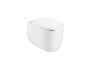 AZ470B1000 Настенный унитаз без ободка с двойным выпуском (включает чашу и мягкую крышку) ROCA Beyond