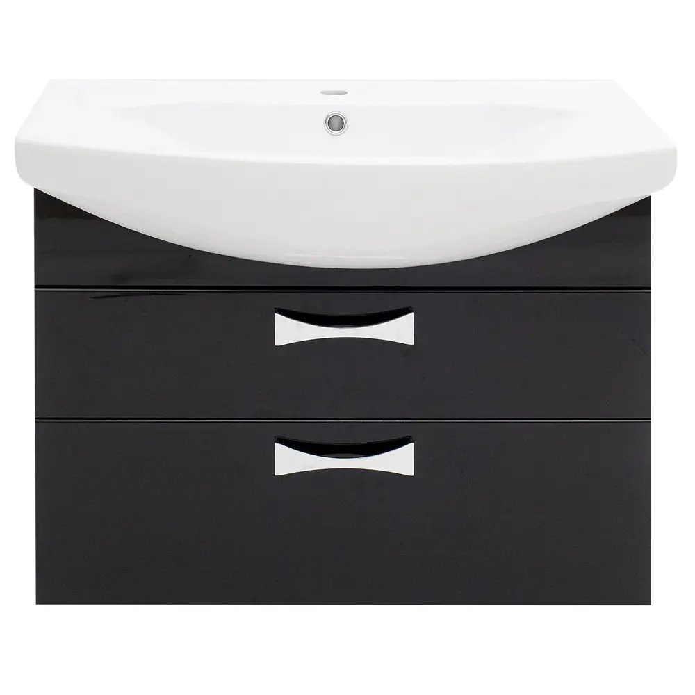 Тумба под раковину подвесная Aquaton Адель 80 см цвет чёрный STLM-2058746