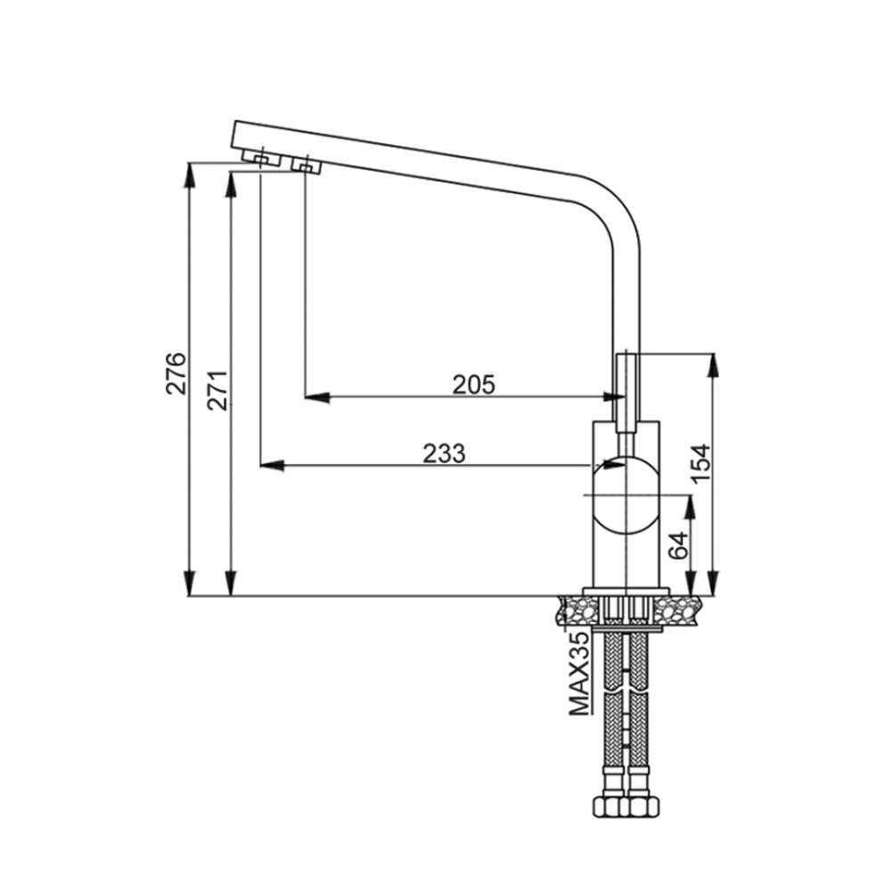 RF6901 Смеситель для кухни однорычажный с фильтром Raiber  - Вид №1