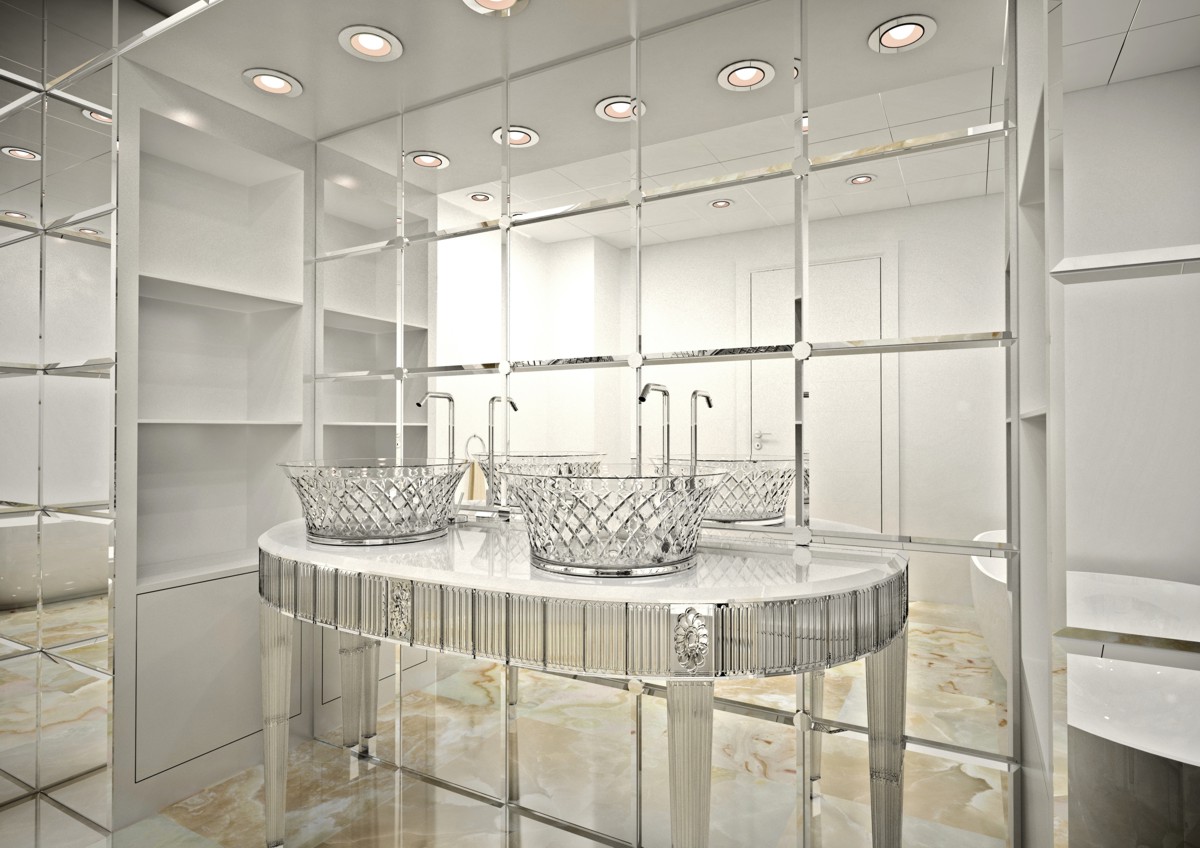 2545 CON 2 LAVABI 7066 Console da bagno stondata 2545 Bianchini&Capponi CRISTALLO Bianchini Capponi - Вид №3