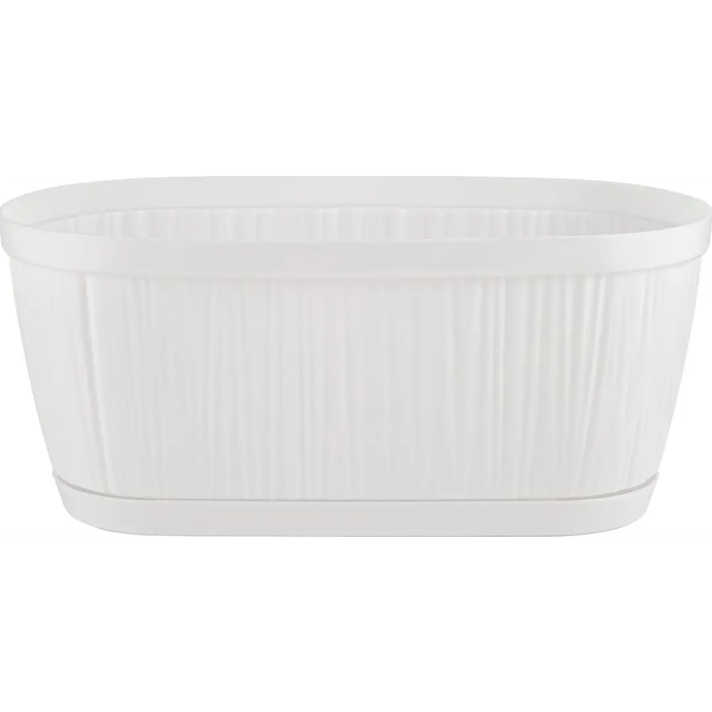 Горшок цветочный Barcelona 27.7х14.4х12.2см v2.7л овальный пластик белый INGREEN STLM-2015841 - Вид №2