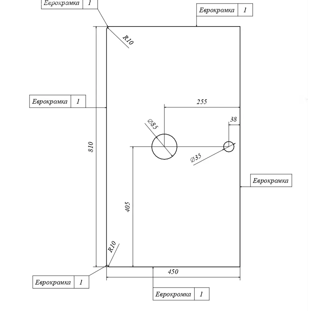 Столешница в ванную 80х45 см керамогранит цвет серый Santreyd Столешницы из керамогранита STLM-2150748 - Вид №1