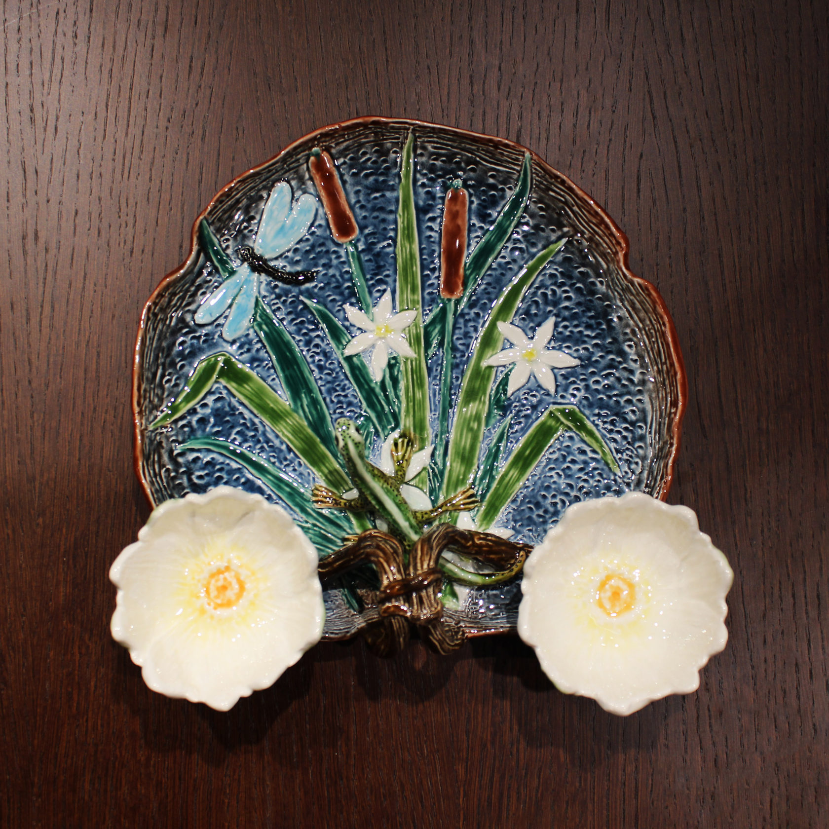 Блюдо для закусок (с двумя кувшинками) Серо-зеленый PROVANSFAIENCE sun-id-994585 - Вид №2