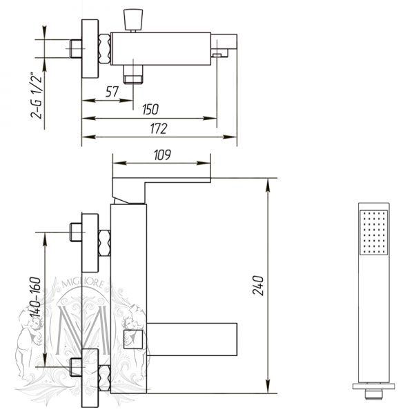 Смеситель MIGLIORE Kvant ML.KVT-2703.CR для ванны и душа  - Вид №2