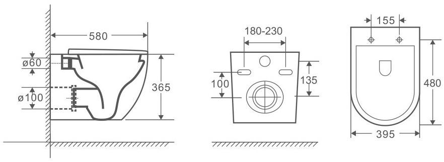 GR-4451S Подвесной унитаз настенный Белый Grossman  Китай  - Вид №5