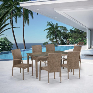 T256B/Y379B-W56 Light Brown 6Pcs Комплект плетеной мебели Afina