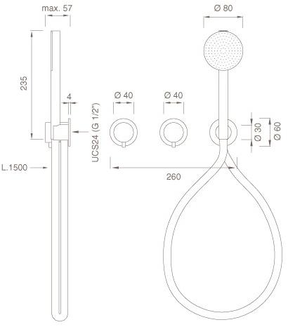Ceadesign Настенный термостатический смеситель для ванны / душа Milo360 Mil 115h - Вид №1