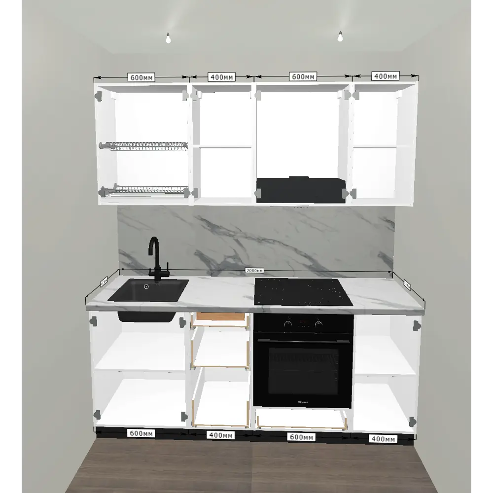 Кухонный гарнитур 200x60 см Токио цвет коричневый KONSENSA STLM-2153205 - Вид №2