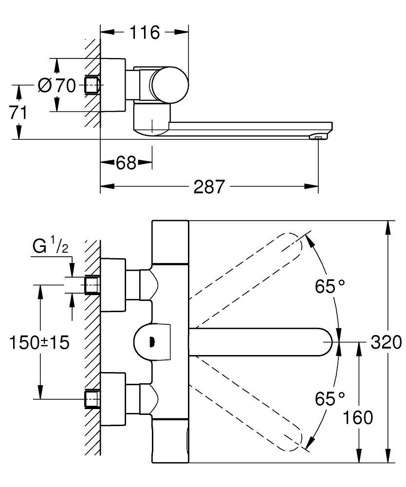 36332000 Термостатический инфракрасный смеситель для раковины Grohe хром Eurosmart - Вид №1