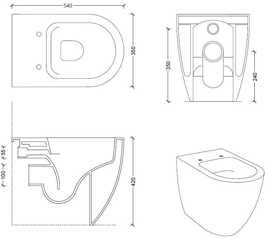 22240101,22240101tr Приставной унитаз напольный Белый Alice Ceramica Form Италия - Вид №9