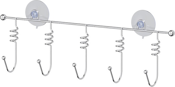 GHI 009 Штанга с 5-ю крючками на вакуумных присосках 39 cm SORCOSA Plain