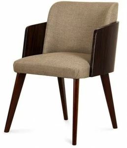 JOSÉ LEITE DE CASTRO Мягкое кресло из ткани и черного дерева с подлокотниками  11213398