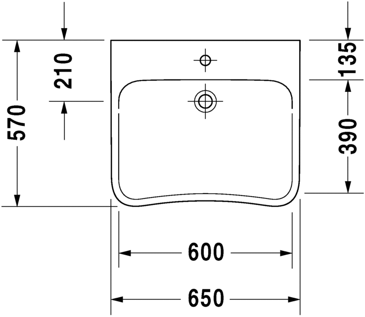 2330650070 Подвесная раковина настенная овальная Duravit Durastyle - Вид №1