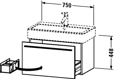 XL604504747 Тумбочка подвесная X-Large #XL6045 750 x 443 мм Каменно-синий глянцевый лак Duravit - Вид №1