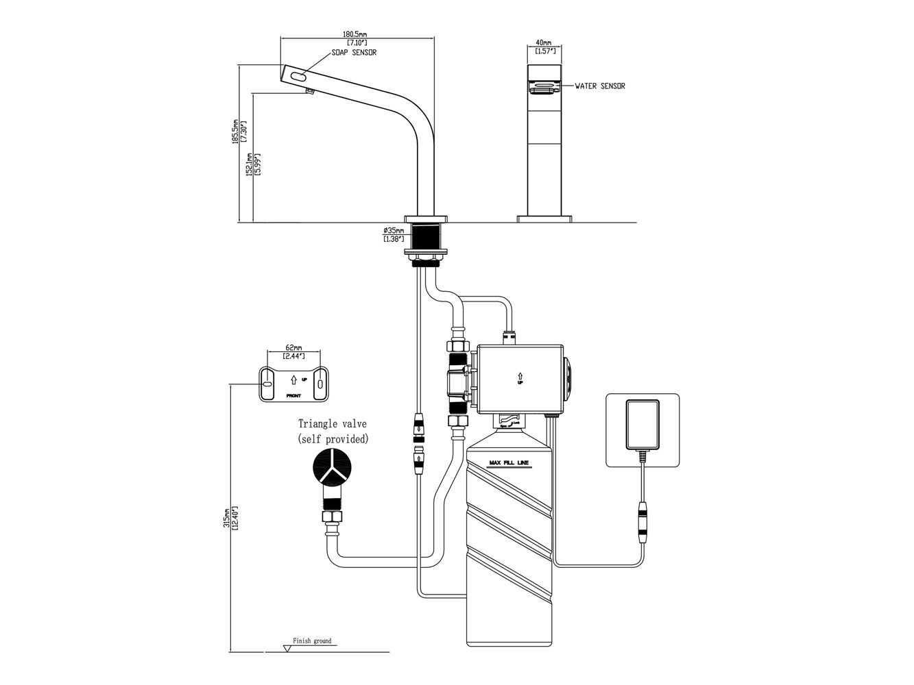 Однорычажный инфракрасный смеситель для раковины Fontana Showers FRANCHE-COMTE ARCH-00052096 - Вид №3