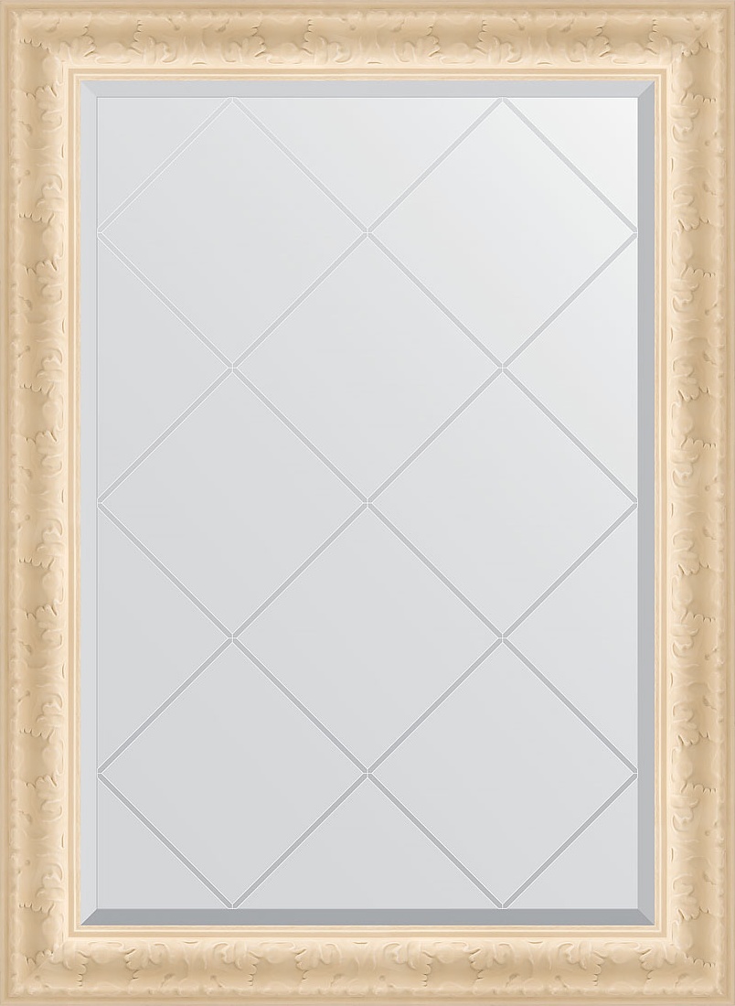 BY 4183 Зеркало с гравировкой в багетной раме - старый гипс 82 mm EVOFORM Exclusive-G