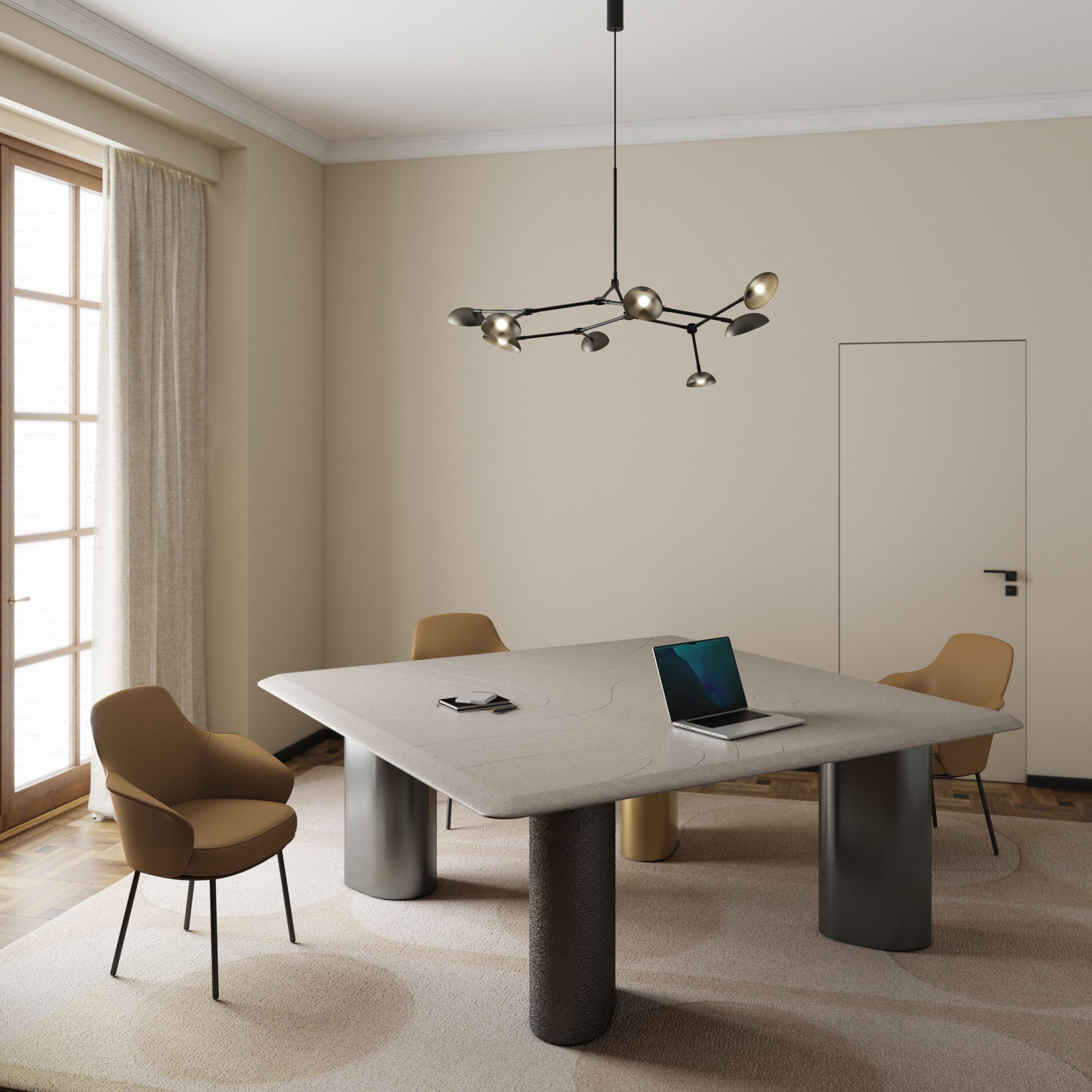 Квадратный стол для совещаний из МДФ Cider Edition Monolithes ARCH-00024862