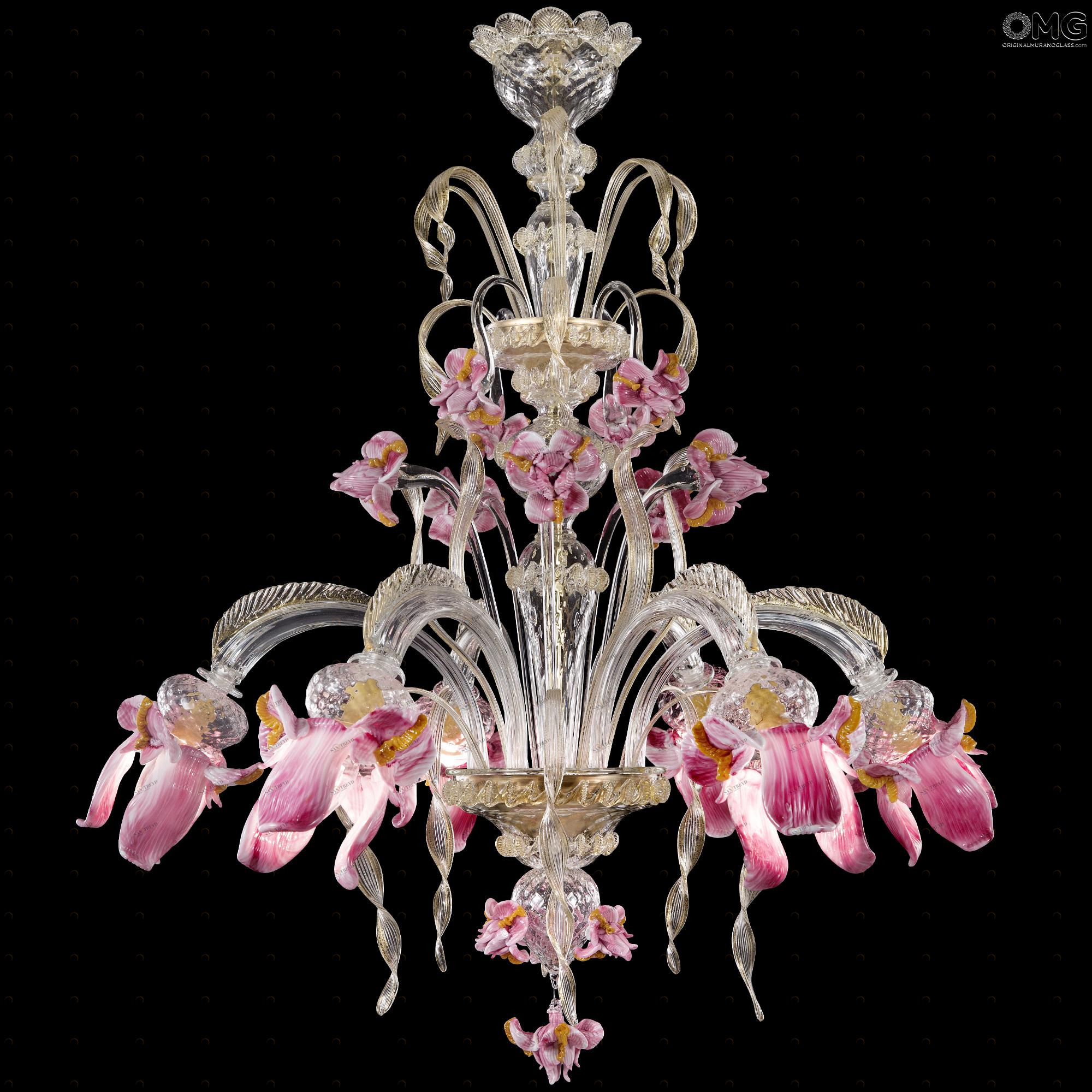 3401 ORIGINALMURANOGLASS Люстра Розовый Ирис - Luxury - муранское стекло OMG  см CLASSICO