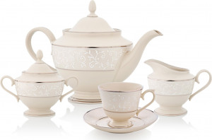 10665767 Lenox Сервиз чайный  Lenox "Чистый жемчуг" на 6 персон 15 предметов Фарфор костяной