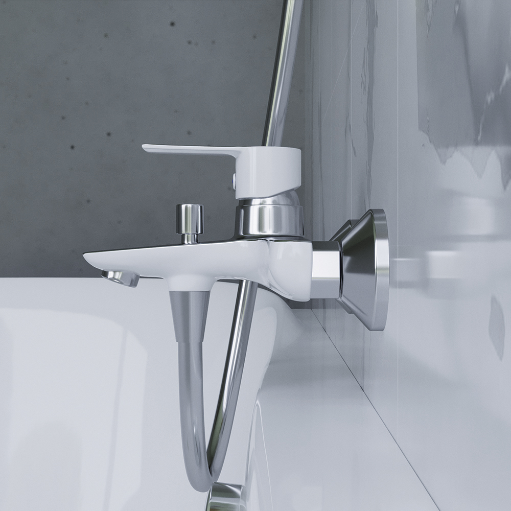 841000000 смеситель для ванны/душа белый Damixa Origin Elegance  - Вид №6