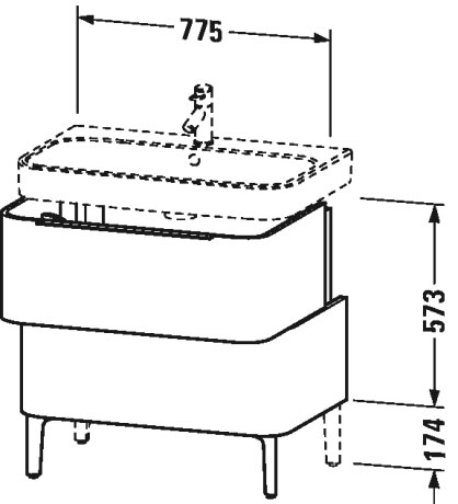 H2637307575 Тумбочка напольная Happy D.2 #H26373 775 x 480 мм Лен, декор Duravit - Вид №1