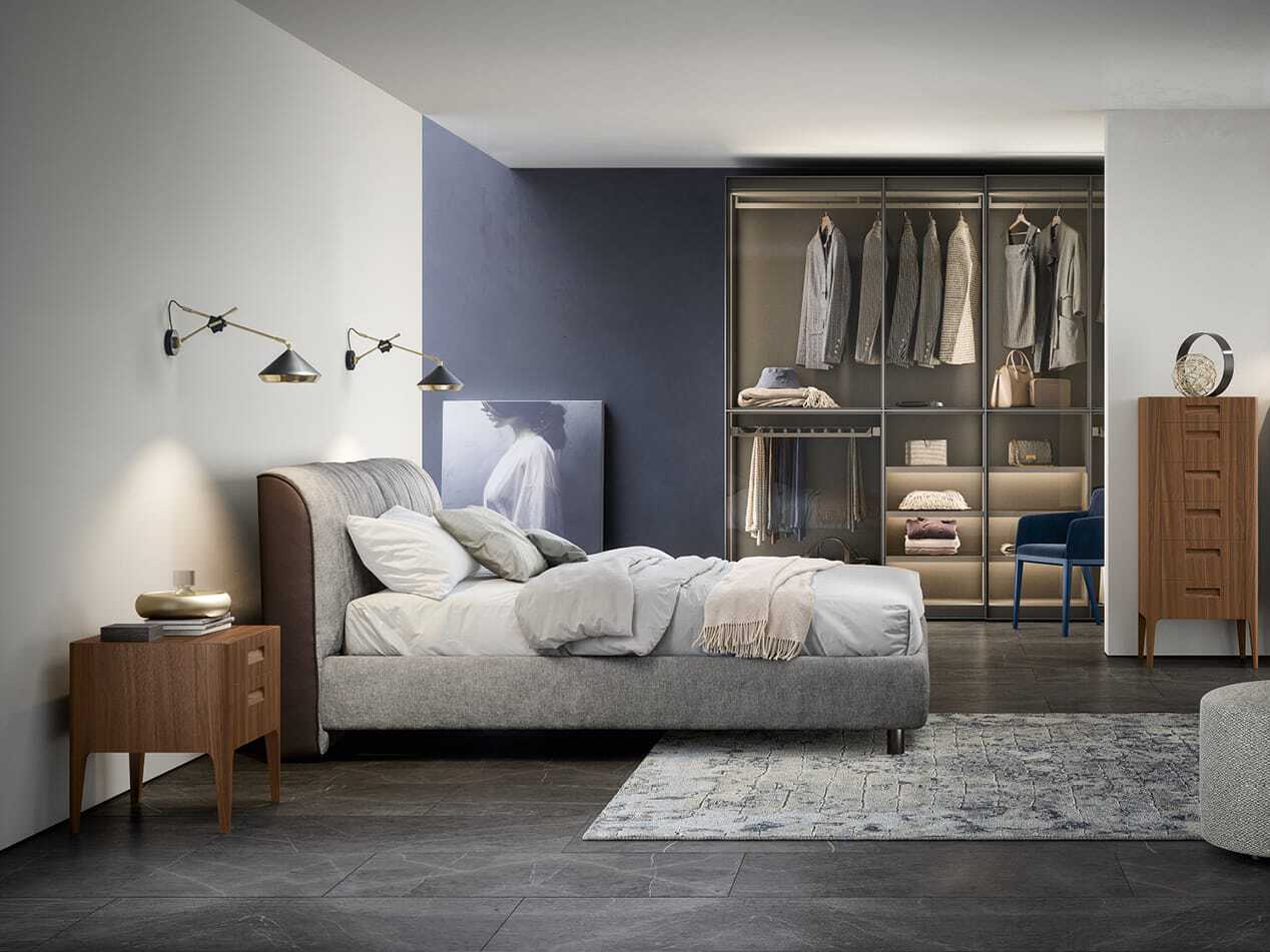 Двуспальная кровать-контейнер с мягким изголовьем Novamobili BELLEVILLE ARCH-00085108 - Вид №4