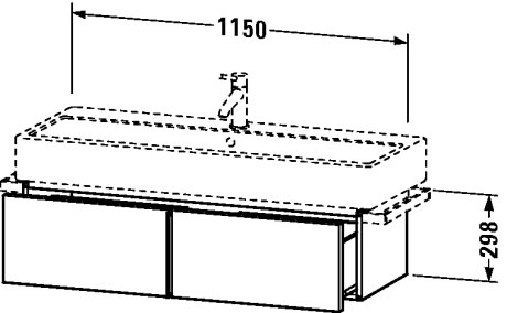 VE610801414 Тумбочка подвесная Vero #VE6108 1150 x 431 мм Терра, декор Duravit - Вид №1