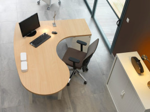 Деревянный угловой стол с ящиками