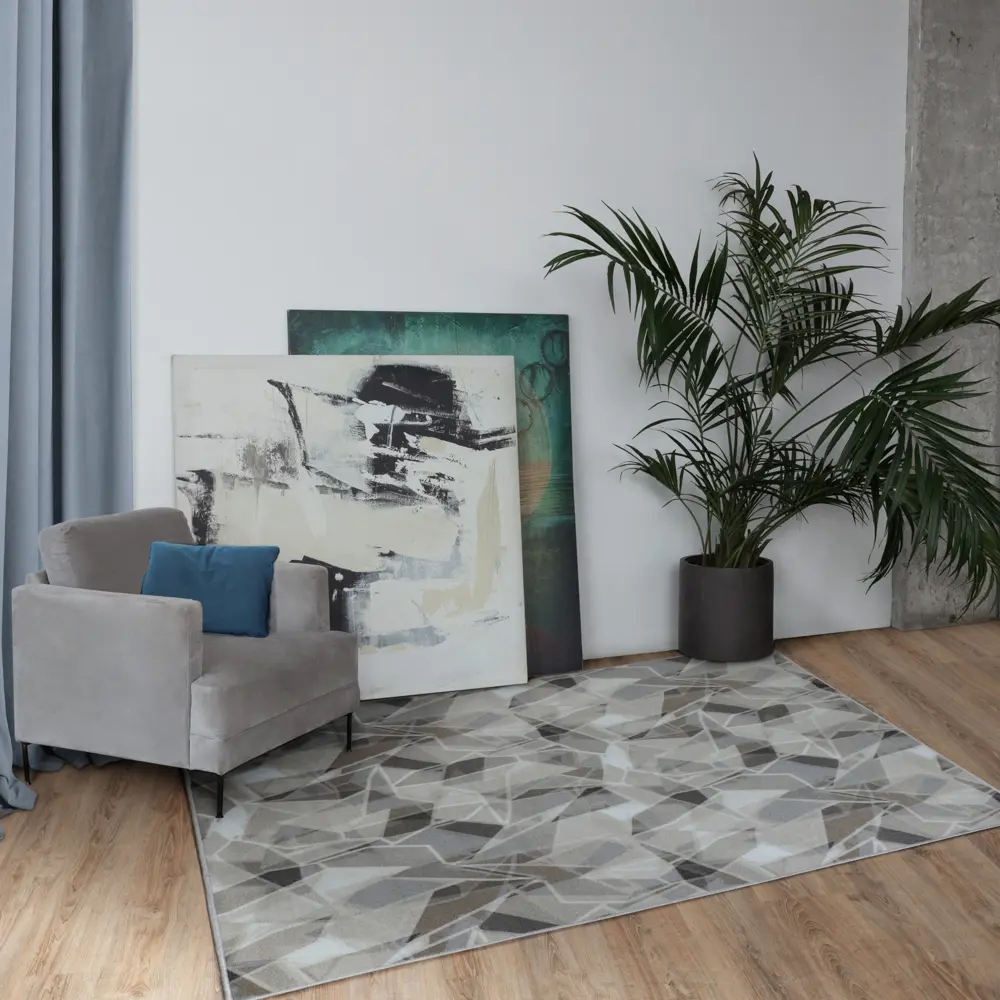 Ковер Пралеска 100x160 см полиамид P2867/A2/124 цвет серо-белый ВИТЕБСКИЕ КОВРЫ STLM-2159112