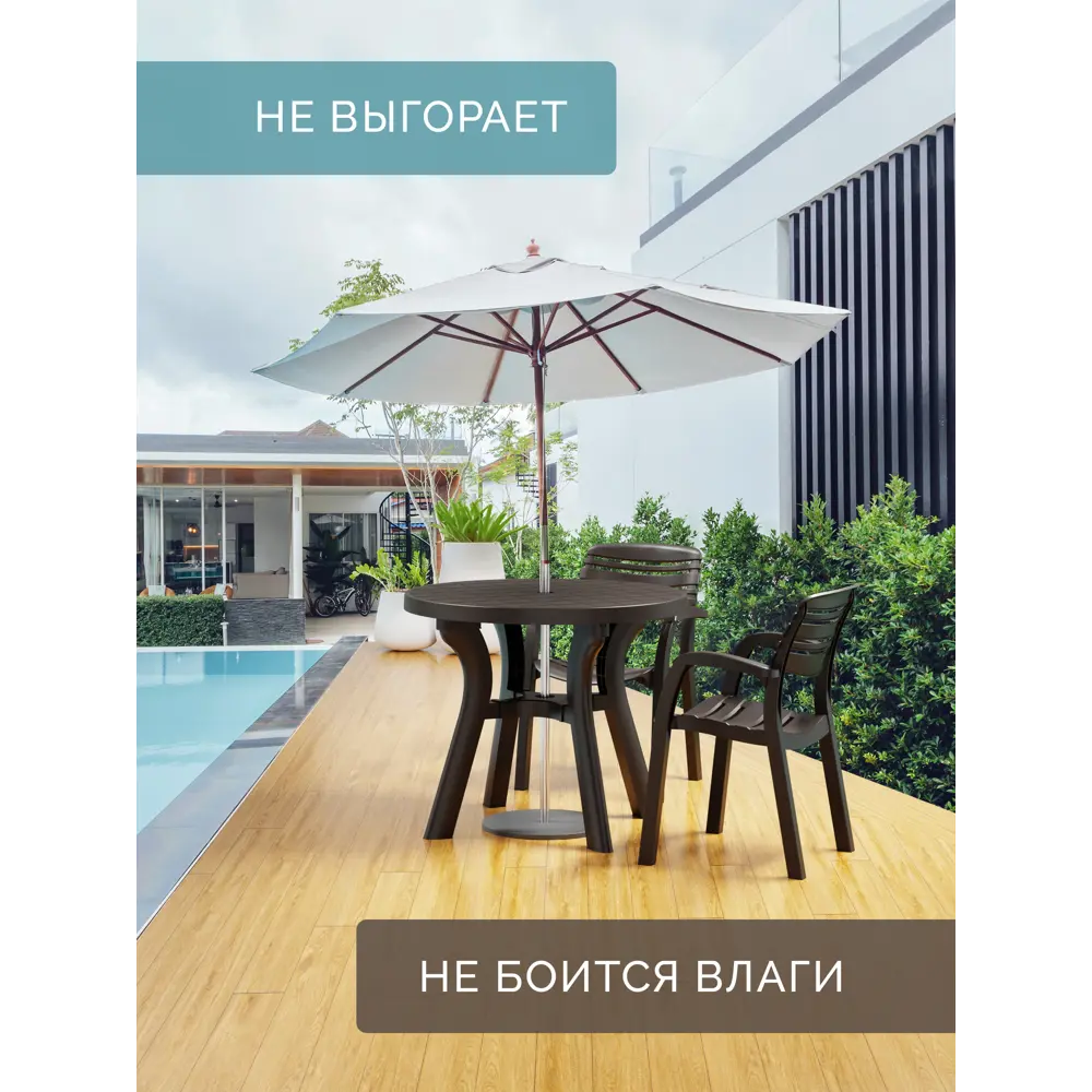 Стол садовый Атлант 90x90x77 см пластик мокко Santreyd STLM-2163995 - Вид №8