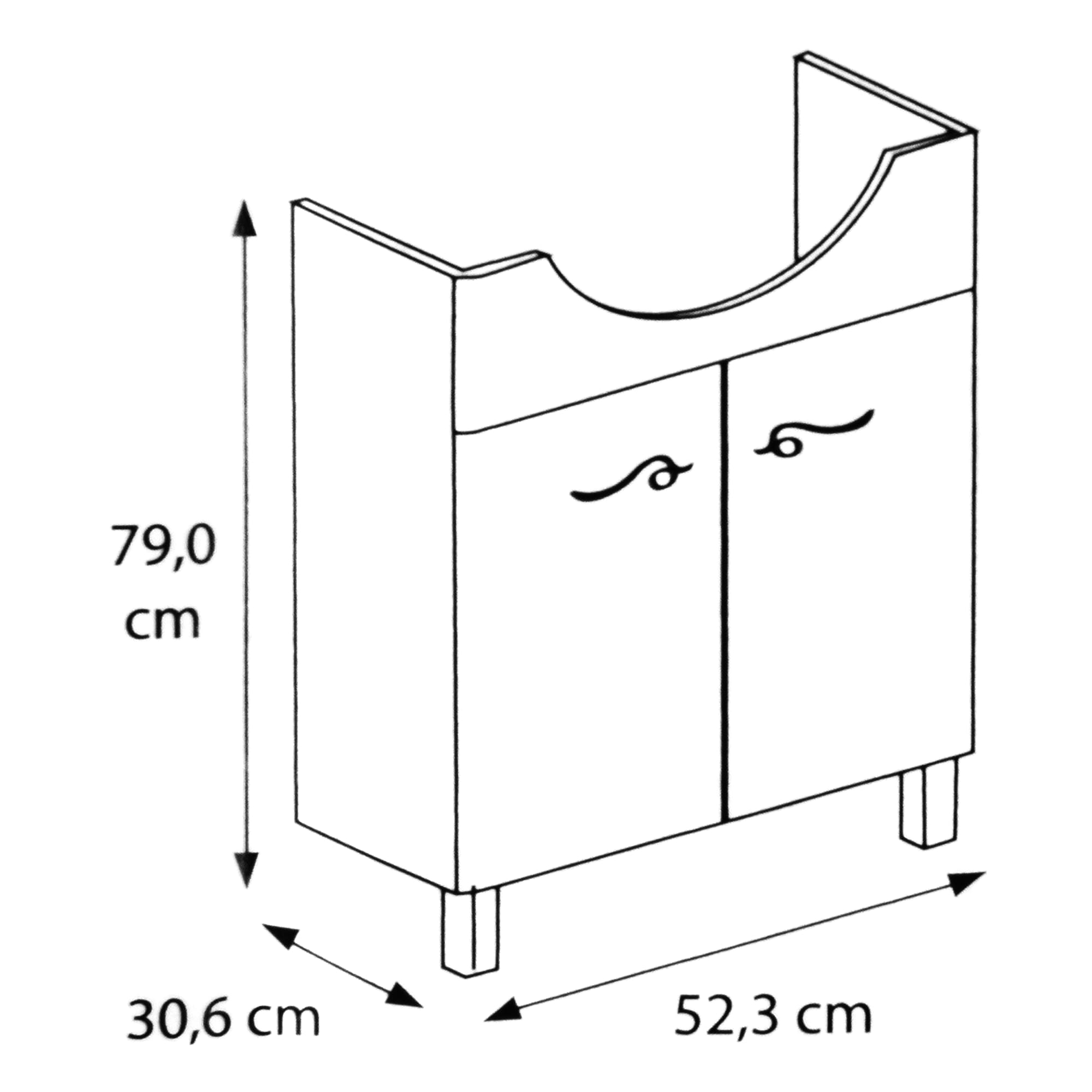 14001370 Тумба под раковину напольная «» 55 см цвет белый Венеция Santreyd - Вид №4