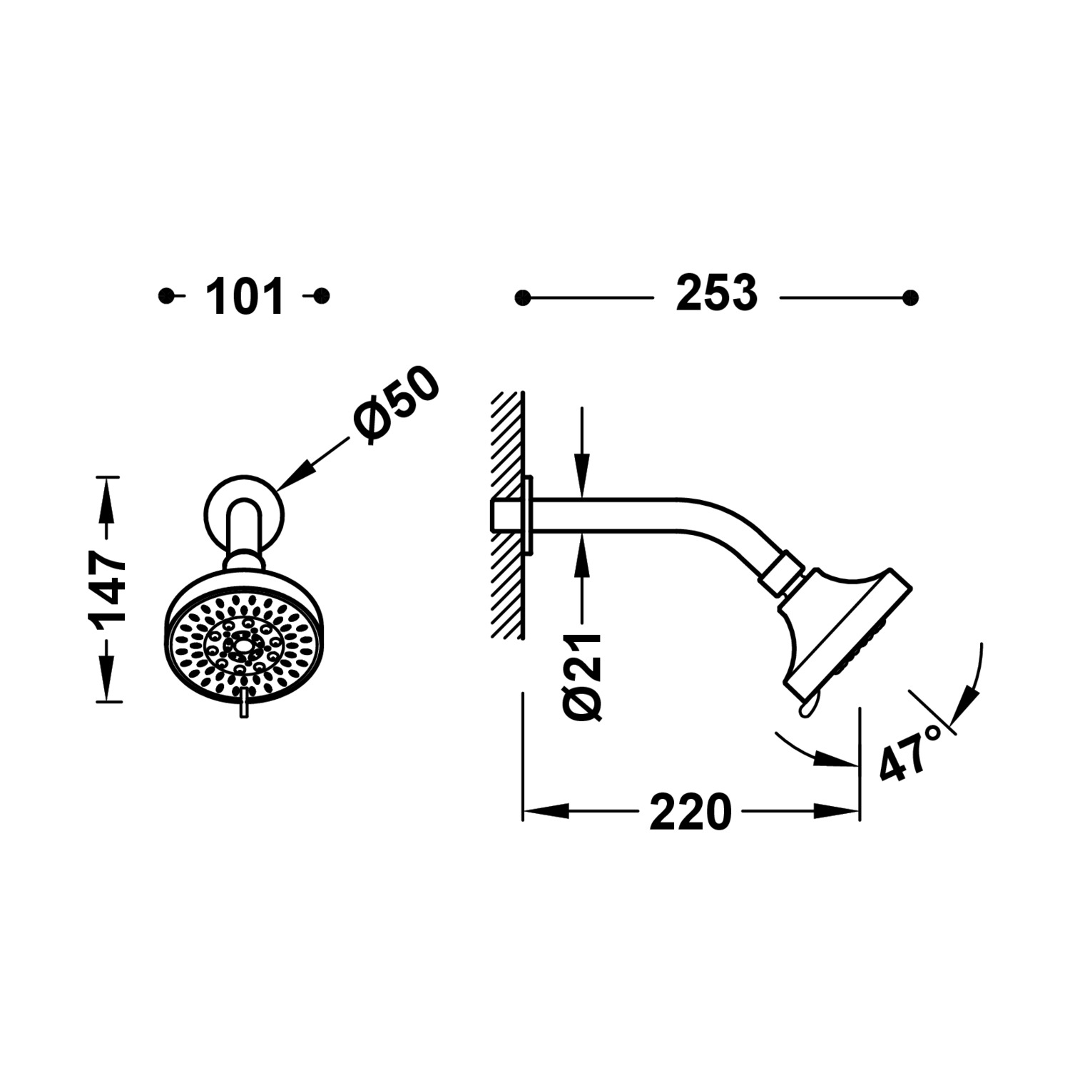 Настенный кронштейн с регулируемой насадкой для душа-13463304 TRES Hydromassage - Вид №1