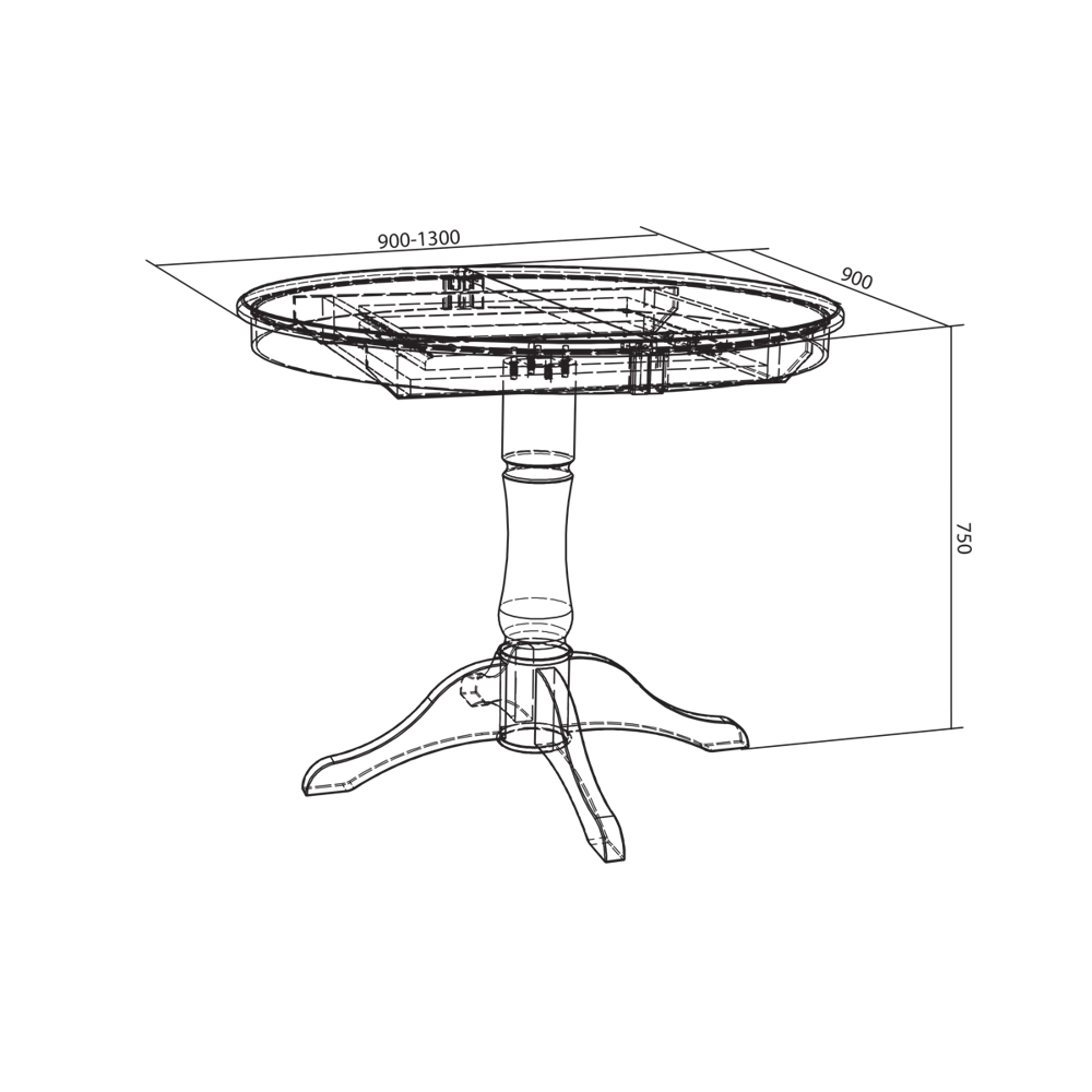 Стол кухонный Delinia Версаль раскладной 90-130x90 см круг дерево цвет графит STLM-2151488 - Вид №9