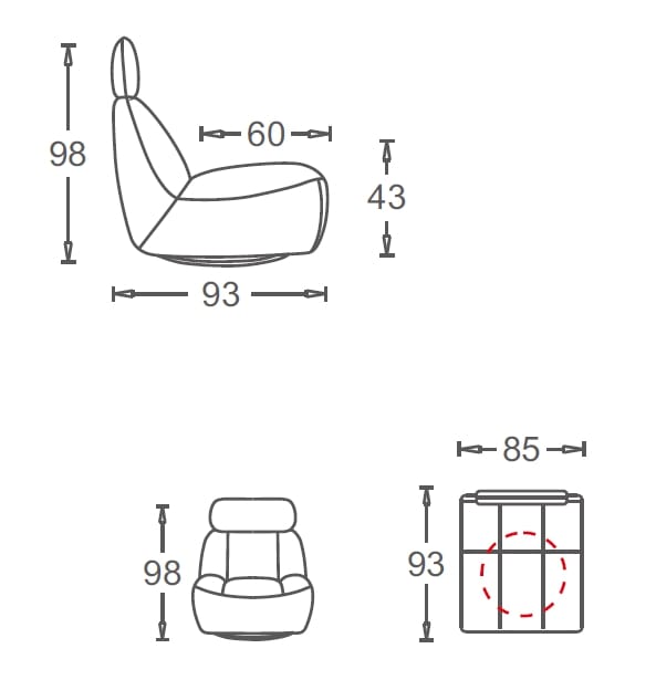 Вращающееся кресло из кожи и ткани с подголовником CAMPO DE' FIORI CL129 ARCH-00101183 - Вид №6
