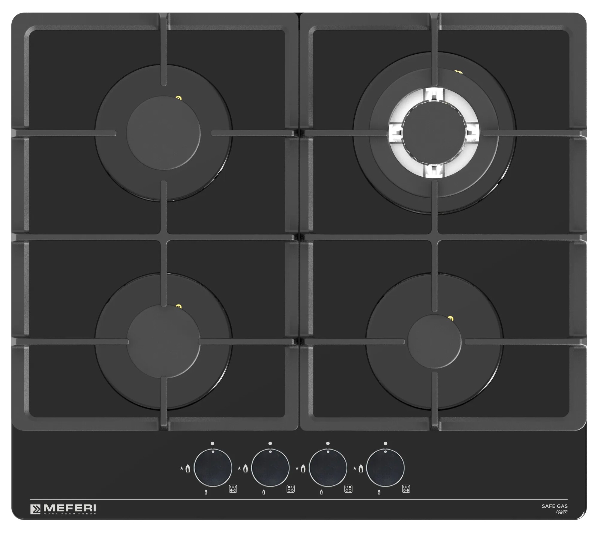 9168781 Газовая варочная поверхность Meferi MGH604BK GLASS POWER STDN-0146736 - Вид №1